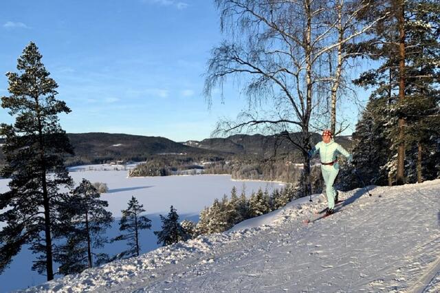 Lena Engebretsen på en av sine turer langs Maridalsvannet i romjula (Foto: Privat)