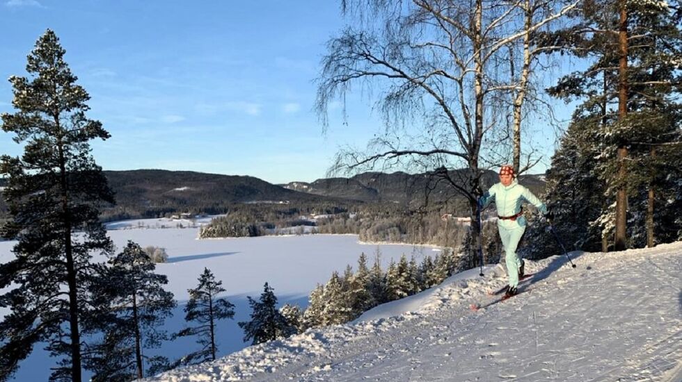 Lena Engebretsen på en av sine turer langs Maridalsvannet i romjula (Foto: Privat)