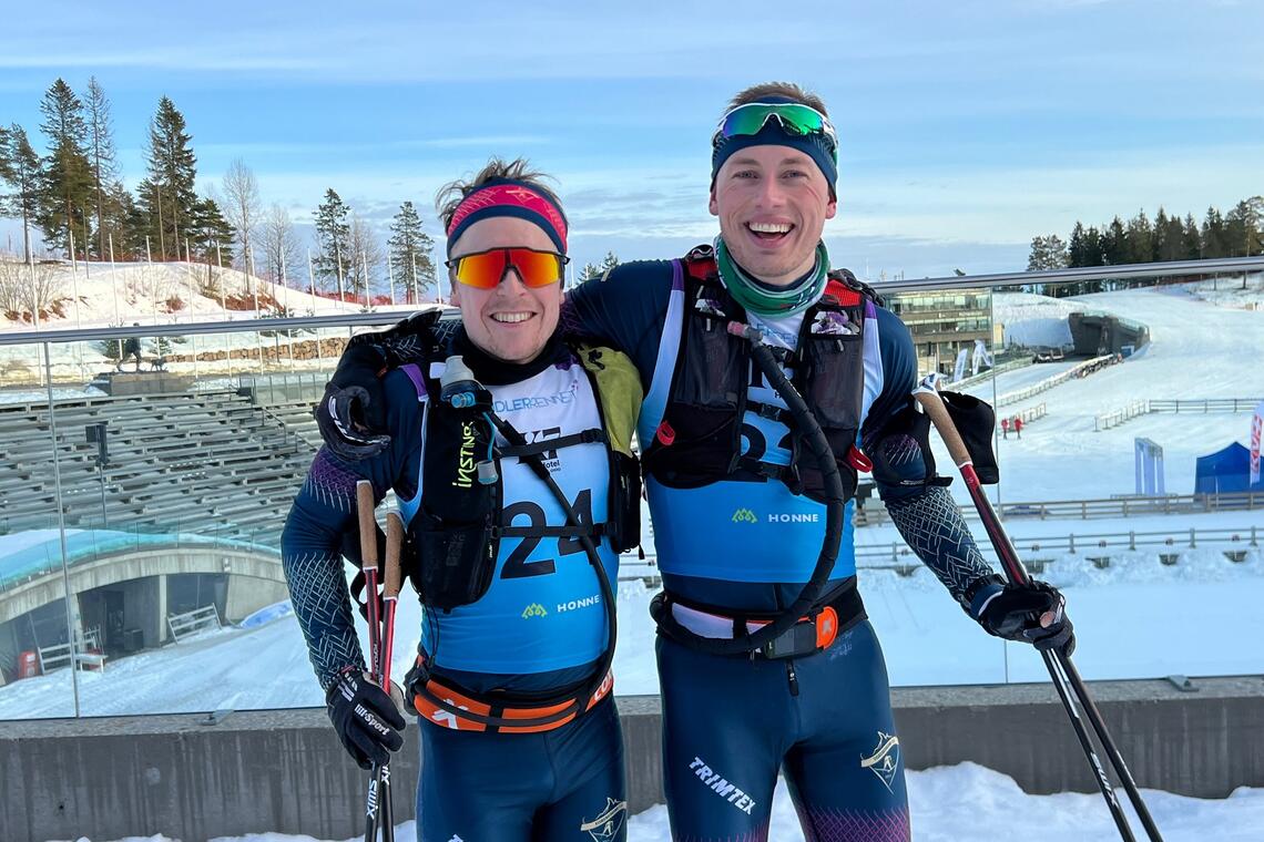 Tidenes raskeste i Pendlerrennet, 2023-vinner Erling Stølen (til venstre) og toer Marius Borge Heir. (Foto: Ådne Skurdal)