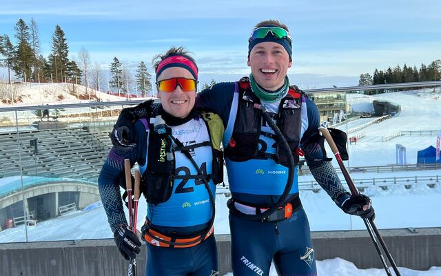 Tidenes raskeste i Pendlerrennet, 2023-vinner Erling Stølen (til venstre) og toer Marius Borge Heir. (Foto: Ådne Skurdal)