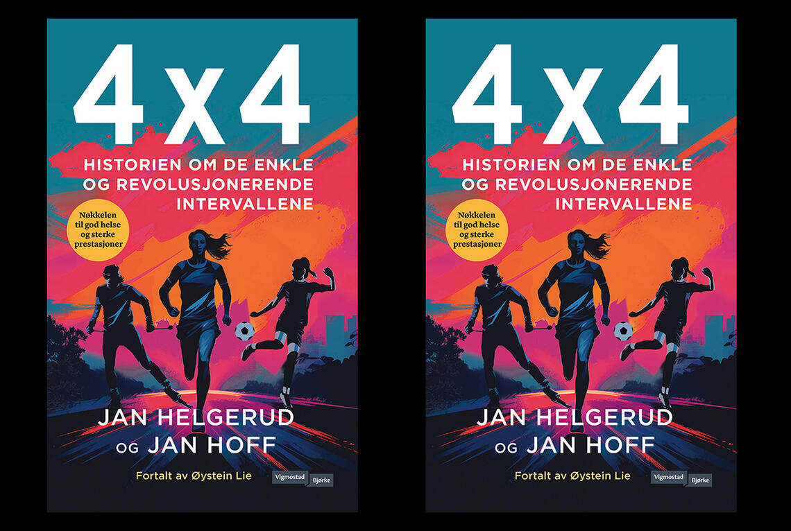 I denne boka kan du lese historien om de to professorene Jan Helgerud og Jan Hoff og deres velkjente 4 x 4-intervaller. (Foto: Vigmostad & Bjørke)