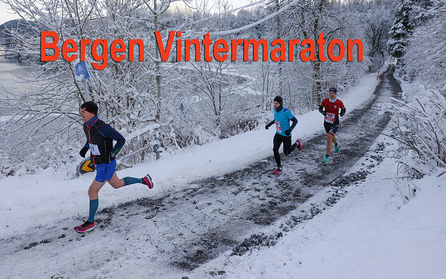 På denne tiden kan man ikke forvente snøfrie løpstraseer. Maraton er en utendørsidrett, tross alt. (Foto: Arne Dag Myking)