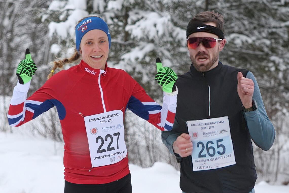 Tone Fløttum og Torbjørn Grønningen vant det syvende løpet i Vinterkarusellen på Romerike.