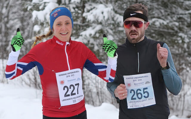 Tone Fløttum og Torbjørn Grønningen vant det syvende løpet i Vinterkarusellen på Romerike.