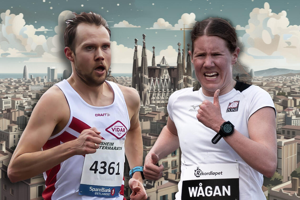 Sjur Prestsæter (Foto: Bjørn Hytjanstorp) og Maria Sagnes Wågan (Foto: Samuel Hafsahl) ble best av de norske i Barcelona Halvmaraton. Begge perset.
