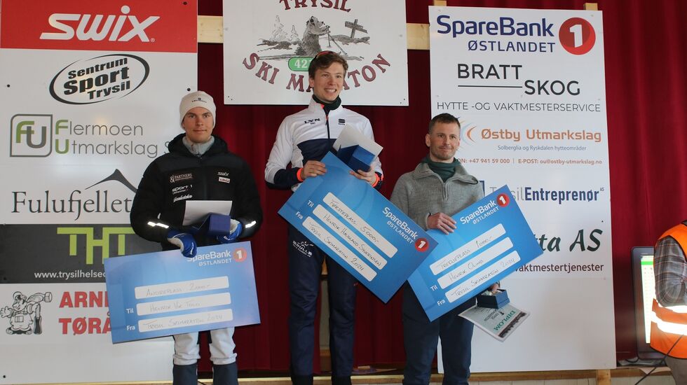 De tre raskeste i Trysil Skimaraton (fra venstre): Henrik Vik Tolo, Henrik Haugland Syverinsen og Henrik Olimb. (Foto: Rolf Bakken)
