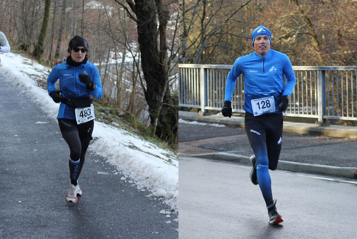 Ingrid Lid og Håvard Berland vant maratondistansen i Februar Maraton i Bergen. (Alle foto: arrangøren)