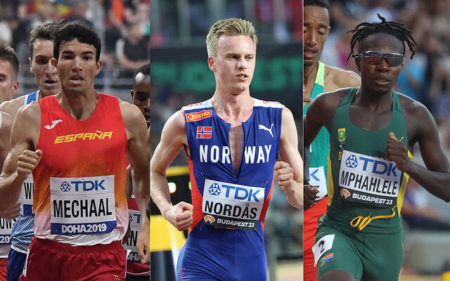 Adel Mechaal, Narve Gilje Nordås og Ryan Mphahlele skal kjempe om en plass i VM-finalen på 1500 meter. (Foto: Bjørn Johannessen/Arne Dag Myking)