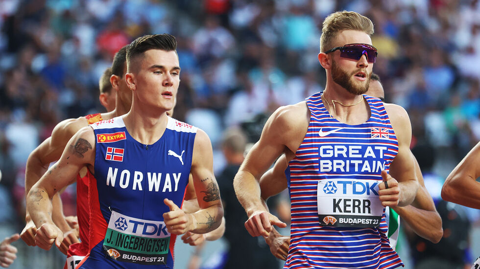 Jakob Ingebrigtsen og Josh Kerr vil 25. mai i år møtes til dyst for første gang etter VM-finalen i Budapest i fjor. (Foto: Arne Dag Myking)