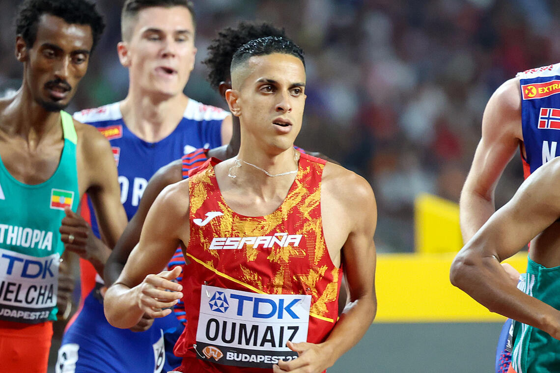 Ouassim Oumaiz er tatt for doping, her fra VM-finalen på 5000 meter i fjor. (Foto: Arne Dag Myking)