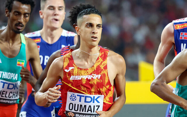Ouassim Oumaiz er tatt for doping, her fra VM-finalen på 5000 meter i fjor. (Foto: Arne Dag Myking)