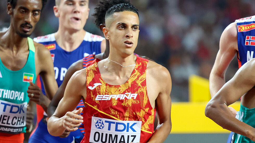 Ouassim Oumaiz er tatt for doping, her fra VM-finalen på 5000 meter i fjor. (Foto: Arne Dag Myking)