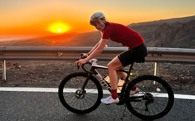 Emilie Klev Bergheim nyter fine treningsdager på Gran Canaria denne våren. (Foto: Privat)