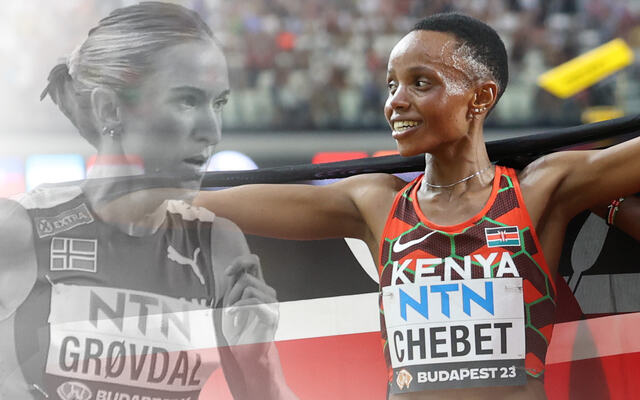 Beatrice Chebet ble verdensmester i terrengløp. Karoline Bjerkeli Grøvdal ble nummer 14. (Foto; Arne Dag Myking)