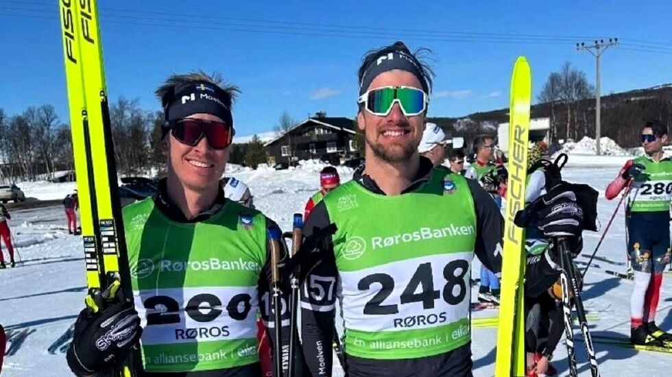 Nils Dahlgren (til venstre) tok både spurtprisen på fjellet og totalseieren foran Oskar Kardin i Kromgruverennet. (Foto fra Oskar Kardins Stravaprofil)