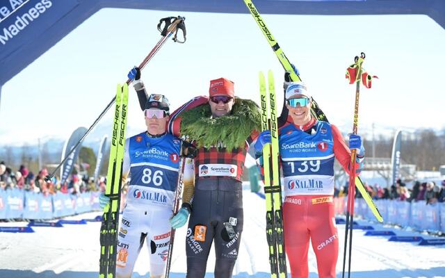 Topp tre herrer i Reistadløpet 2024 (fra venstre): Eirik Sverdrup Augdal, Johan Hoel og Martin Løwstrøm Nyenget. (Foto: Reichert/Nordic Focus)