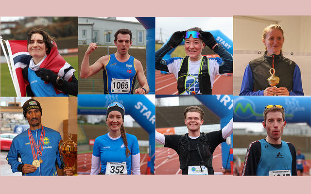 Dette er alle vinnerne fra Bergen Ultra / NM 100km: Ingrid Lid, Tage Morken Augustson, Marit Widding, Lina Rivedal, Ebrahim Abdulaziz, Malene Hjorteland, Thomas Berg-Larsen og Ketil Monssen. (Alle foto: Arne Dag Myking)