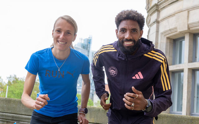 Domenika Mayer og Amanel Petros håper på seire i søndagens Hannover maraton. (Foto: Norbert Wilhelmi / Arrangør)