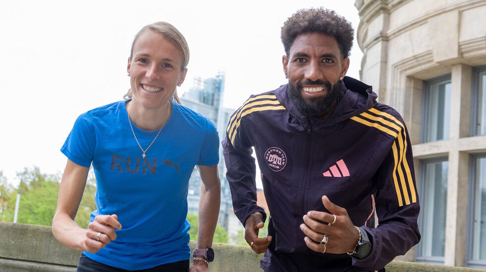 Domenika Mayer og Amanel Petros håper på seire i søndagens Hannover maraton. (Foto: Norbert Wilhelmi / Arrangør)