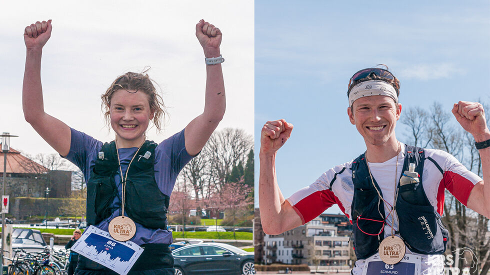 Anna Sørlie og Aasmund Kjøllmoen Steien vant den lengste distansen i KRSUltra, den på 60 km som altså er ultra. (Foto: Thomas Øderud/KRSUltra)