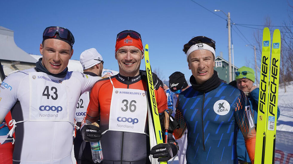 Andreas Nygaard (36) tok seieren foran Max Novak (104) og Vebjørn Moen (43). (Foto: Kobberløpet)