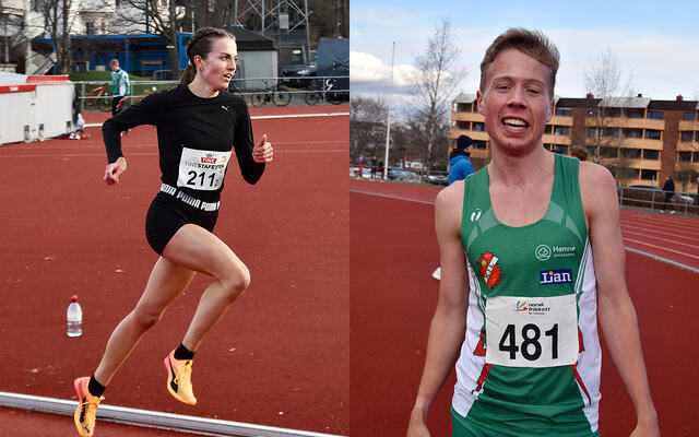 Ingeborg Østgård vant 3000 meteren, mens Håkon Moe Berg var klar ener på 1500 meter på Øya stadion i Trondheim. (Foto: Tor Jarle Bolme)