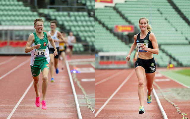 Håkon Moe Berg og Kristine Lande Dommersnes tok hver sin klare seier på 1500 m. (Foto: Samuel Hafsahl)