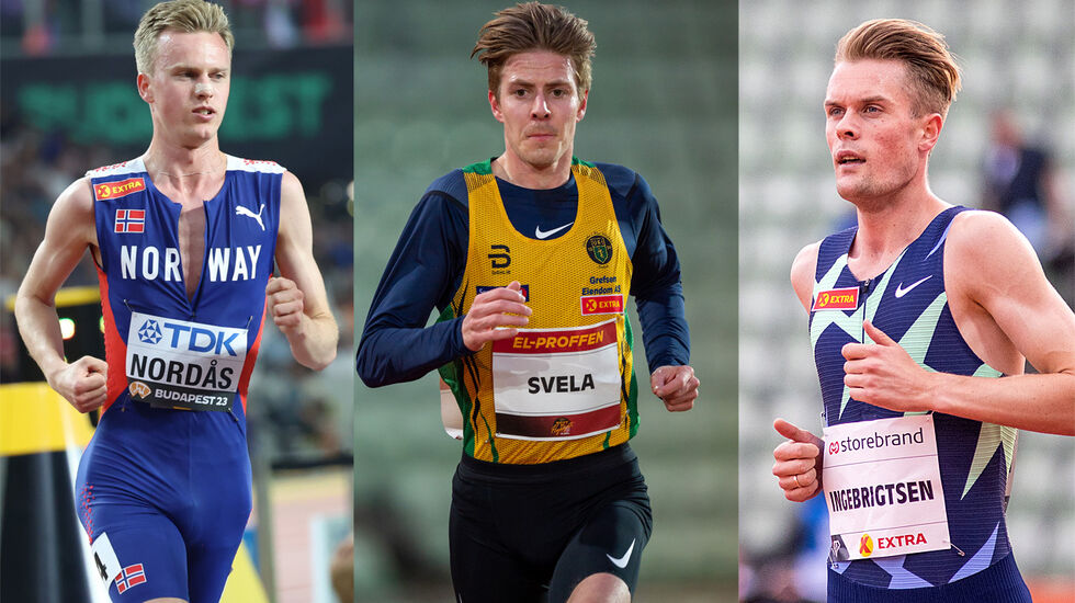 Narve Gilje Nordås, Per Svela og Filip Ingebrigtsen har i dag løpt stevne i Spania. (Foto: Arne Dag Myking/Samuel_Hafsahl/Sylvain_Cavatz)