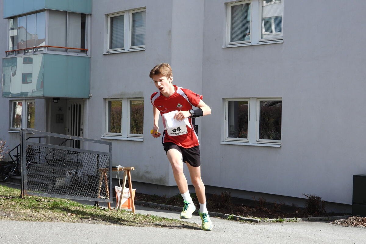 Odin Øysteinson Østby nr to på jaktstarten med «Runners Choice» i H15-16.