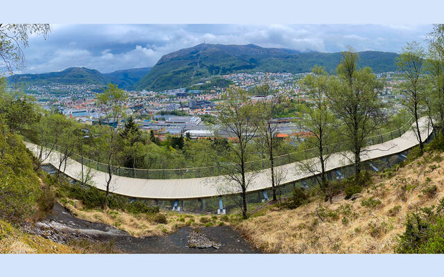 Den nye gangbroen i Løvstien er en spektakulær turvei som har blitt veldig populær. (Foto: Arne Dag Myking)