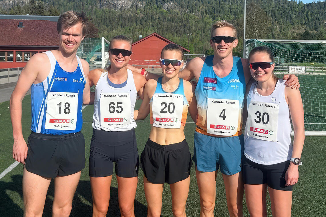 To nye løyperekordholdere. Selma Løchen Engdahl (20) og Even Brøndbo Dahl (4). Sigurd Ruud Skjeseth (18) ble nummer tre. Hilde Brennskag (65) tok seieren på 12 km og Hanne Eggereide (30) ble nummer fire på 6 km. (Foto: Erik  Lomås)