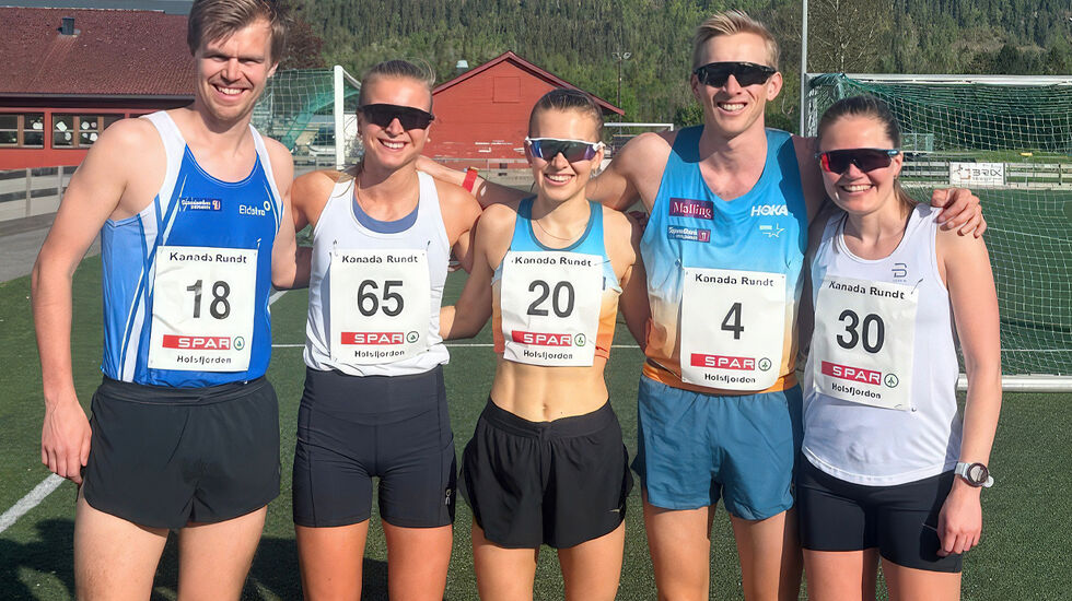 To nye løyperekordholdere. Selma Løchen Engdahl (20) og Even Brøndbo Dahl (4). Sigurd Ruud Skjeseth (18) ble nummer tre. Hilde Brennskag (65) tok seieren på 12 km og Hanne Eggereide (30) ble nummer fire på 6 km. (Foto: Erik  Lomås)