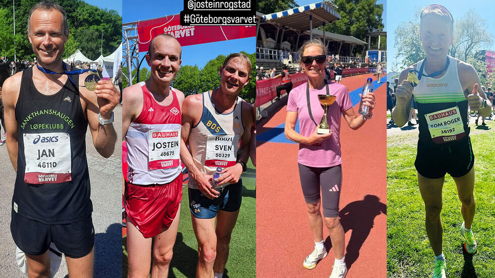 Jan Briseid ble nr. 2 i kl. 50-54 år, Jostein Rogstad tok 3. plassen i kl. 35-39 år, Sven Kilander ble andremann i 45-49-årsklassen, Synøve Brox var nr. 3 av seniorene i Cityvarvet, mens Tom Roger Vege-Tangen gikk helt til topps i kl. 50-54 år. (Foto: privat)