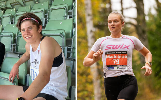 Karl Oraug Rygh og Madelène Wanvik Holum kunne glede seg over seier og gode 1500 m-tider. (Foto: privat / Sylvain Cavatz)