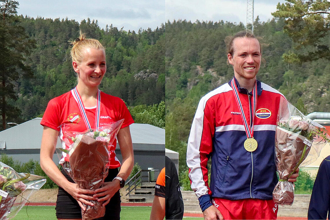 Sigrun Gjølberg og Marius Garmann Sørli ble norgesmestre på halvmaraton. (Alle foto: Bjørn Stormoen)