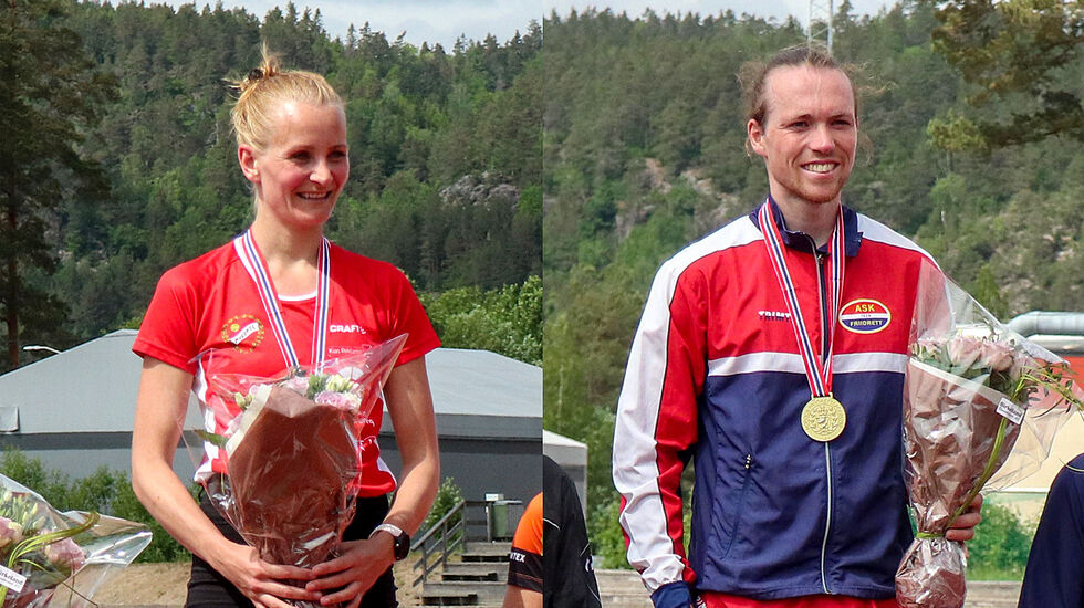 Sigrun Gjølberg og Marius Garmann Sørli ble norgesmestre på halvmaraton. (Alle foto: Bjørn Stormoen)