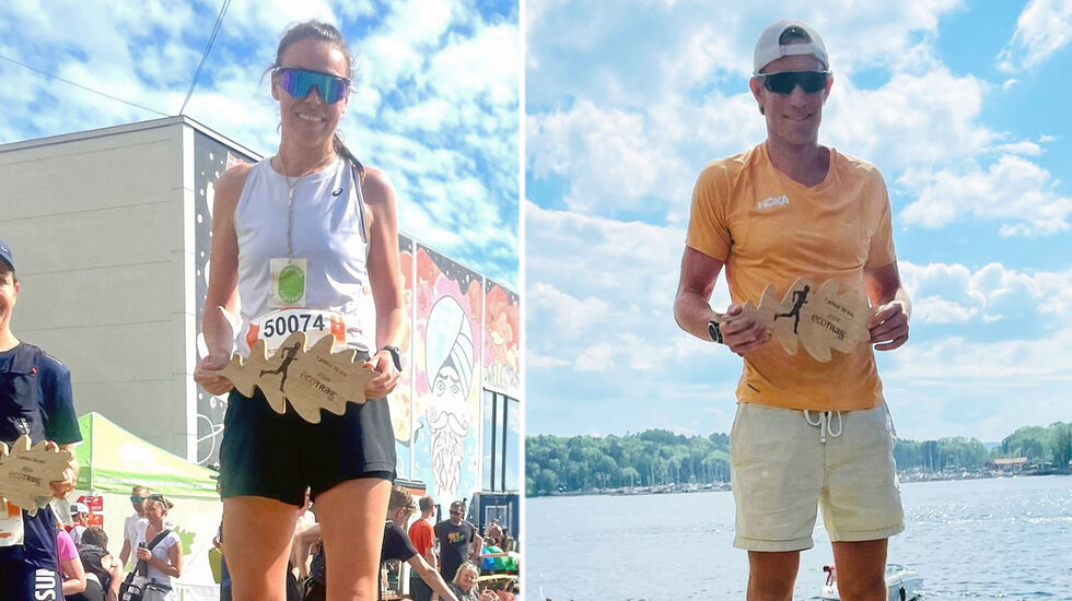 Det var varmt og godt under Ecotrail Oslo, men Stine Holager og Simen Østensen sørget allikevel for sterke løyperekorder på 50 km. (Foto: Ecotrail Oslo)