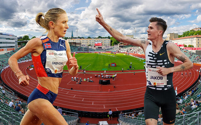 Karoline Bjerkeli Grøvdal og Jakob Ingebrigtsen vil være blant de største norske mellom- og langdistanseutøverne under årets Bislett Games. (Arkivfoto: Sylvain Cavatz)