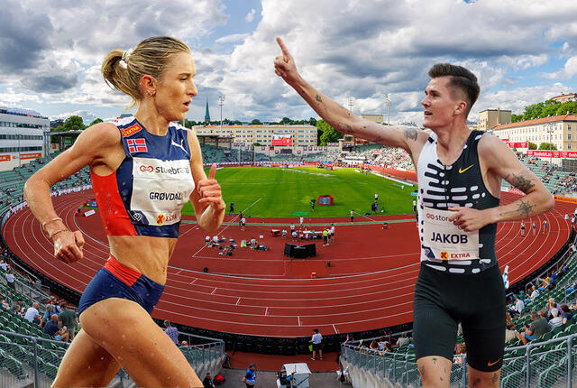 Karoline Bjerkeli Grøvdal og Jakob Ingebrigtsen vil være blant de største norske mellom- og langdistanseutøverne under årets Bislett Games. (Arkivfoto: Sylvain Cavatz)