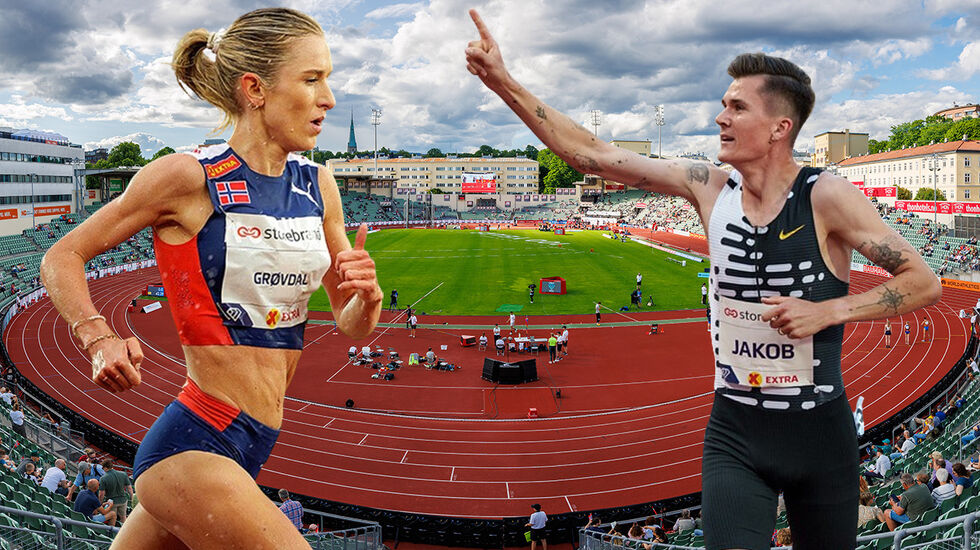Karoline Bjerkeli Grøvdal og Jakob Ingebrigtsen vil være blant de største norske mellom- og langdistanseutøverne under årets Bislett Games. (Arkivfoto: Sylvain Cavatz)