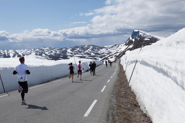 Fra den første tredelen av halvmaratonløypa som faller 300 m ned fra Valdresflya til Bygdin. (Foto fra Fjellmaratons facebookside) Fra den første tredelen av halvmaratonløypa som faller 300 m ned fra Valdresflya til Bygdin. (Foto fra Fjellmaratons facebookside)