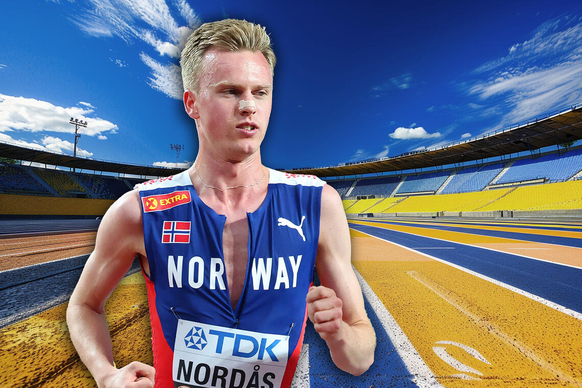 Narve Gilje Nordås med meget sterk seier på 3000 meter i Stockholm. (Foto av Narve: Arne Dag Myking / Fotomontasje: Tom-Arild Hansen)