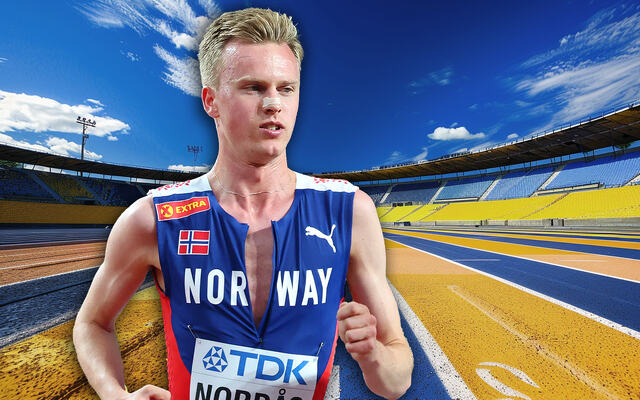 Narve Gilje Nordås med meget sterk seier på 3000 meter i Stockholm. (Foto av Narve: Arne Dag Myking / Fotomontasje: Tom-Arild Hansen)