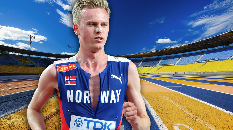 Narve Gilje Nordås med meget sterk seier på 3000 meter i Stockholm. (Foto av Narve: Arne Dag Myking / Fotomontasje: Tom-Arild Hansen)