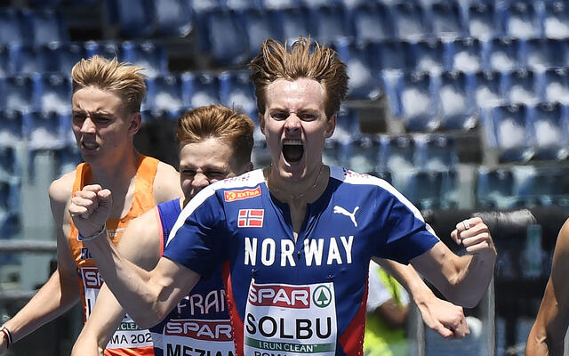 Ole Jakob Solbu kunne juble for heatseier på 800 meter og en plass i semifinalen i EM. (Alle foto: Bjørn Johannessen)