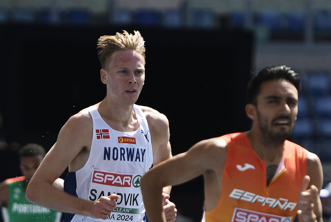 Fredrik Sandvik var best av de tre norske deltakerne i forsøksheatet på 3000 meter hinder i EM. (Alle foto: Bjørn Johannessen)