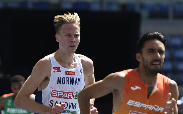 Fredrik Sandvik var best av de tre norske deltakerne i forsøksheatet på 3000 meter hinder i EM. (Alle foto: Bjørn Johannessen)