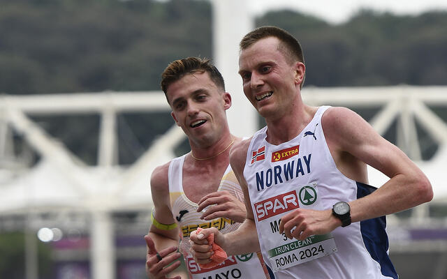 Sondre Nordstad Moen da han løp inn til 12. plass på halvmaraton i årets EM i Roma. (Foto: Bjørn Johannessen)