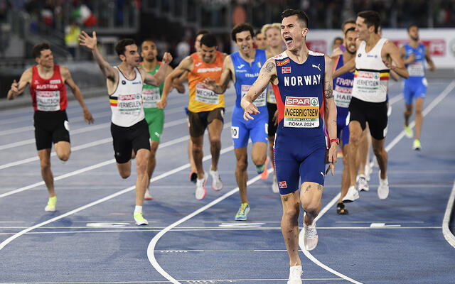Jakob Ingebrigtsen vant som han ville i EM-finalen på 1500 meter. (Alle foto: Bjørn Johannessen)