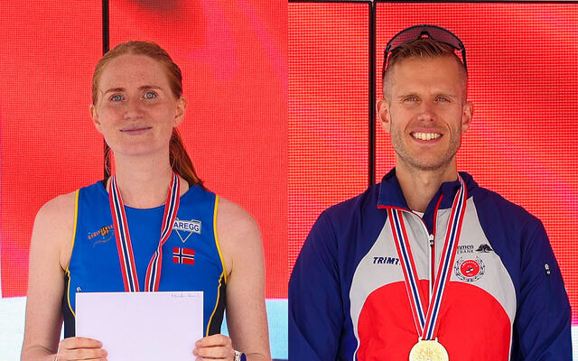 Lina Rivedal og Frode Stenberg kan det neste året kalle seg norgesmestere på maraton. (Alle bilder: Arne Dag Myking)